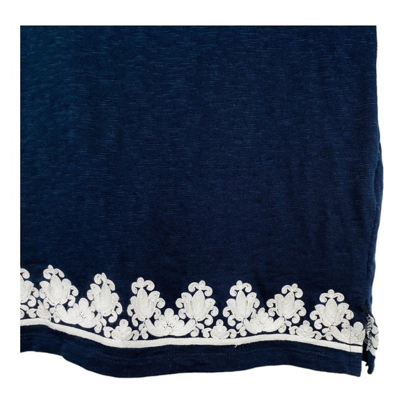 TALBOTS - WOMEN'S BLUE & WHITE 3/4 SLEEVE EMBROIDERED KNIT T-SHIRT TOP - Size S - Picture 8 of 12